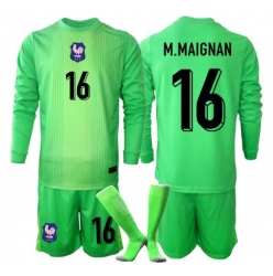 Frankrike Mike Maignan #16 Keeper Bortedraktsett Barn VM 2026 Langermet (+ Korte bukser)