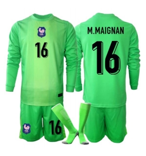 Frankrike Mike Maignan #16 Keeper Bortedraktsett Barn VM 2026 Langermet (+ Korte bukser)