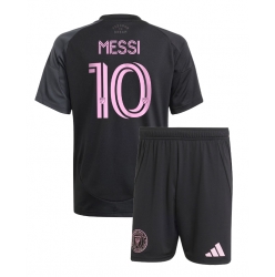 Inter Miami Lionel Messi #10 Bortedraktsett Barn 2025-26 Kortermet (+ Korte bukser)