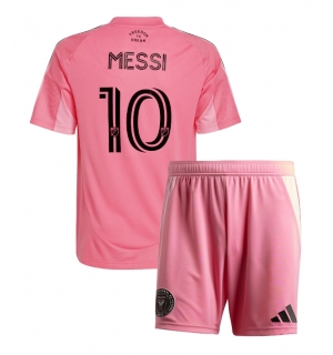 Inter Miami Lionel Messi #10 Hjemmedraktsett Barn 2025-26 Kortermet (+ Korte bukser)