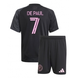 Inter Miami Rodrigo De Paul #7 Bortedraktsett Barn 2025-26 Kortermet (+ Korte bukser)
