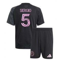 Inter Miami Sergio Busquets #5 Bortedraktsett Barn 2025-26 Kortermet (+ Korte bukser)
