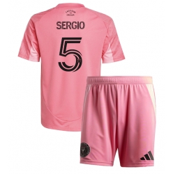 Inter Miami Sergio Busquets #5 Hjemmedraktsett Barn 2025-26 Kortermet (+ Korte bukser)