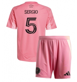 Inter Miami Sergio Busquets #5 Hjemmedraktsett Barn 2025-26 Kortermet (+ Korte bukser)