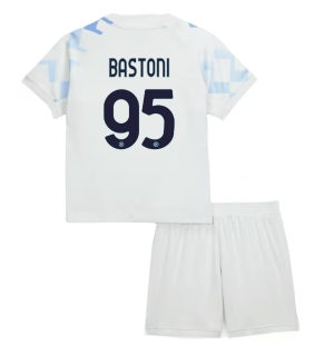 Inter Milan Alessandro Bastoni #95 Bortedraktsett Barn 2025-26 Kortermet (+ Korte bukser)
