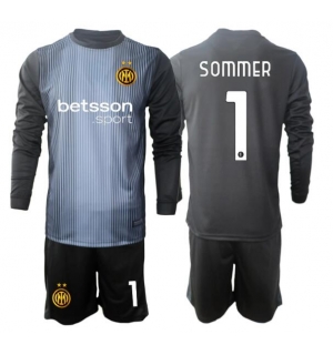Inter Milan Yann Sommer #1 Keeper Hjemmedraktsett Barn 2025-26 Langermet (+ Korte bukser)