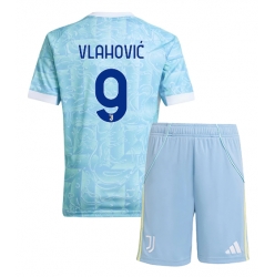 Juventus Dusan Vlahovic #9 Bortedraktsett Barn 2025-26 Kortermet (+ Korte bukser)