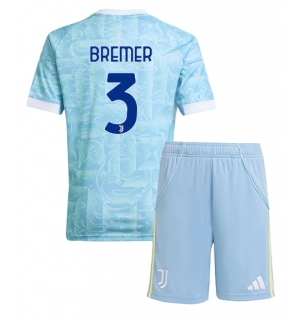 Juventus Gleison Bremer #3 Bortedraktsett Barn 2025-26 Kortermet (+ Korte bukser)