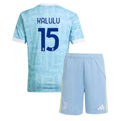 Juventus Pierre Kalulu #15 Bortedraktsett Barn 2025-26 Kortermet (+ Korte bukser)