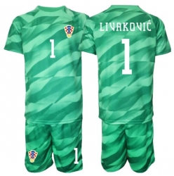 Kroatia Dominik Livakovic #1 Keeper Bortedraktsett Barn VM 2026 Kortermet (+ Korte bukser)