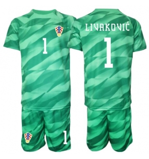 Kroatia Dominik Livakovic #1 Keeper Bortedraktsett Barn VM 2026 Kortermet (+ Korte bukser)