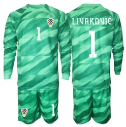Kroatia Dominik Livakovic #1 Keeper Bortedraktsett Barn VM 2026 Langermet (+ Korte bukser)