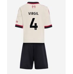 Liverpool Virgil van Dijk #4 Bortedraktsett Barn 2025-26 Kortermet (+ Korte bukser)