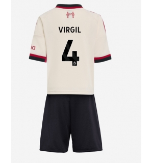 Liverpool Virgil van Dijk #4 Bortedraktsett Barn 2025-26 Kortermet (+ Korte bukser)