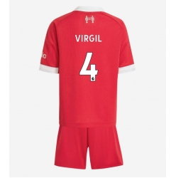 Liverpool Virgil van Dijk #4 Hjemmedraktsett Barn 2025-26 Kortermet (+ Korte bukser)