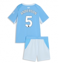 Manchester City Elliot Anderson #5 Hjemmedraktsett Barn 2026-27 Kortermet (+ Korte bukser)