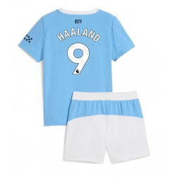 Manchester City Erling Haaland #9 Hjemmedraktsett Barn 2025-26 Kortermet (+ Korte bukser)