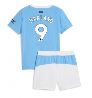 Manchester City Erling Haaland #9 Hjemmedraktsett Barn 2025-26 Kortermet (+ Korte bukser)