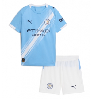 Manchester City Hjemmedraktsett Barn 2025-26 Kortermet (+ Korte bukser)