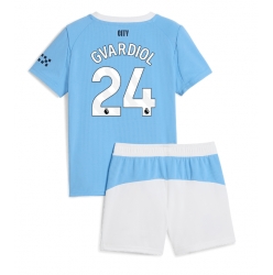 Manchester City Josko Gvardiol #24 Hjemmedraktsett Barn 2025-26 Kortermet (+ Korte bukser)