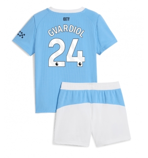 Manchester City Josko Gvardiol #24 Hjemmedraktsett Barn 2025-26 Kortermet (+ Korte bukser)