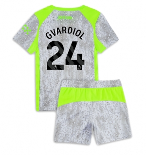 Manchester City Josko Gvardiol #24 Tredjedraktsett Barn 2025-26 Kortermet (+ Korte bukser)