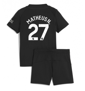 Manchester City Matheus Nunes #27 Bortedraktsett Barn 2025-26 Kortermet (+ Korte bukser)