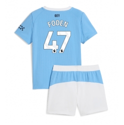 Manchester City Phil Foden #47 Hjemmedraktsett Barn 2025-26 Kortermet (+ Korte bukser)