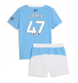 Manchester City Phil Foden #47 Hjemmedraktsett Barn 2025-26 Kortermet (+ Korte bukser)