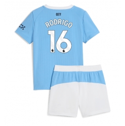 Manchester City Rodri Hernandez #16 Hjemmedraktsett Barn 2025-26 Kortermet (+ Korte bukser)