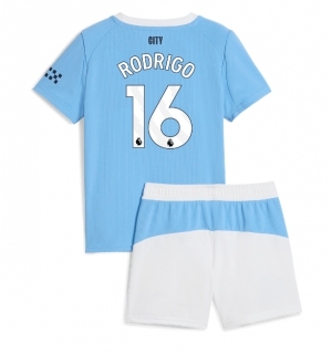 Manchester City Rodri Hernandez #16 Hjemmedraktsett Barn 2025-26 Kortermet (+ Korte bukser)