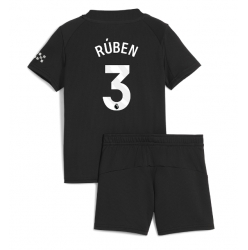Manchester City Ruben Dias #3 Bortedraktsett Barn 2025-26 Kortermet (+ Korte bukser)