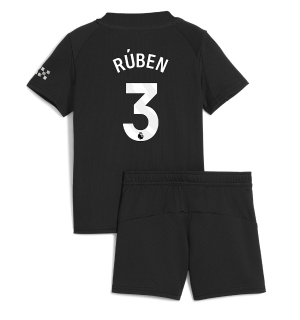 Manchester City Ruben Dias #3 Bortedraktsett Barn 2025-26 Kortermet (+ Korte bukser)