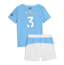 Manchester City Ruben Dias #3 Hjemmedraktsett Barn 2025-26 Kortermet (+ Korte bukser)