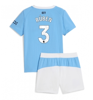Manchester City Ruben Dias #3 Hjemmedraktsett Barn 2025-26 Kortermet (+ Korte bukser)