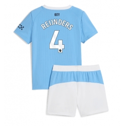 Manchester City Tijjani Reijnders #4 Hjemmedraktsett Barn 2025-26 Kortermet (+ Korte bukser)