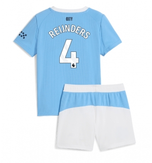 Manchester City Tijjani Reijnders #4 Hjemmedraktsett Barn 2025-26 Kortermet (+ Korte bukser)