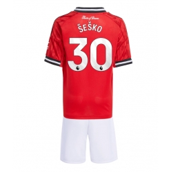 Manchester United Benjamin Sesko #30 Hjemmedraktsett Barn 2025-26 Kortermet (+ Korte bukser)