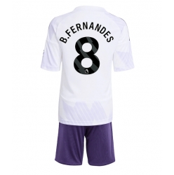 Manchester United Bruno Fernandes #8 Bortedraktsett Barn 2025-26 Kortermet (+ Korte bukser)