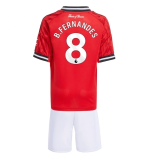 Manchester United Bruno Fernandes #8 Hjemmedraktsett Barn 2025-26 Kortermet (+ Korte bukser)