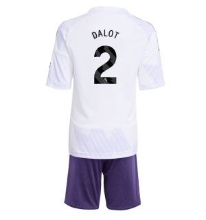 Manchester United Diogo Dalot #2 Bortedraktsett Barn 2025-26 Kortermet (+ Korte bukser)