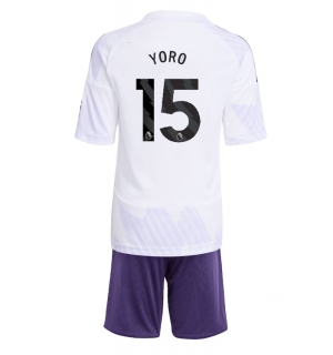 Manchester United Leny Yoro #15 Bortedraktsett Barn 2025-26 Kortermet (+ Korte bukser)