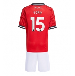 Manchester United Leny Yoro #15 Hjemmedraktsett Barn 2025-26 Kortermet (+ Korte bukser)