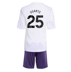 Manchester United Manuel Ugarte #25 Bortedraktsett Barn 2025-26 Kortermet (+ Korte bukser)