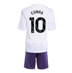 Manchester United Matheus Cunha #10 Bortedraktsett Barn 2025-26 Kortermet (+ Korte bukser)