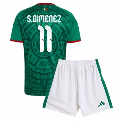 Mexico Santiago Gimenez #11 Hjemmedraktsett Barn VM 2026 Kortermet (+ Korte bukser)