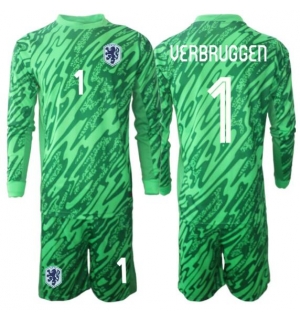 Nederland Bart Verbruggen #1 Keeper Bortedraktsett Barn VM 2026 Langermet (+ Korte bukser)