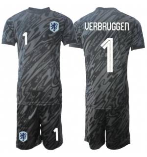 Nederland Bart Verbruggen #1 Keeper Hjemmedraktsett Barn VM 2026 Kortermet (+ Korte bukser)