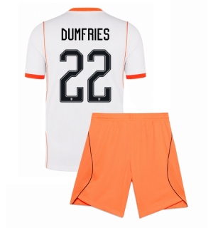 Nederland Denzel Dumfries #22 Bortedraktsett Barn VM 2026 Kortermet (+ Korte bukser)