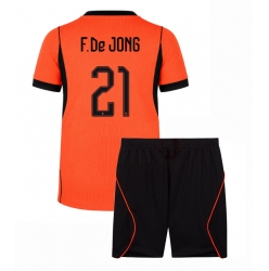 Nederland Frenkie de Jong #21 Hjemmedraktsett Barn VM 2026 Kortermet (+ Korte bukser)